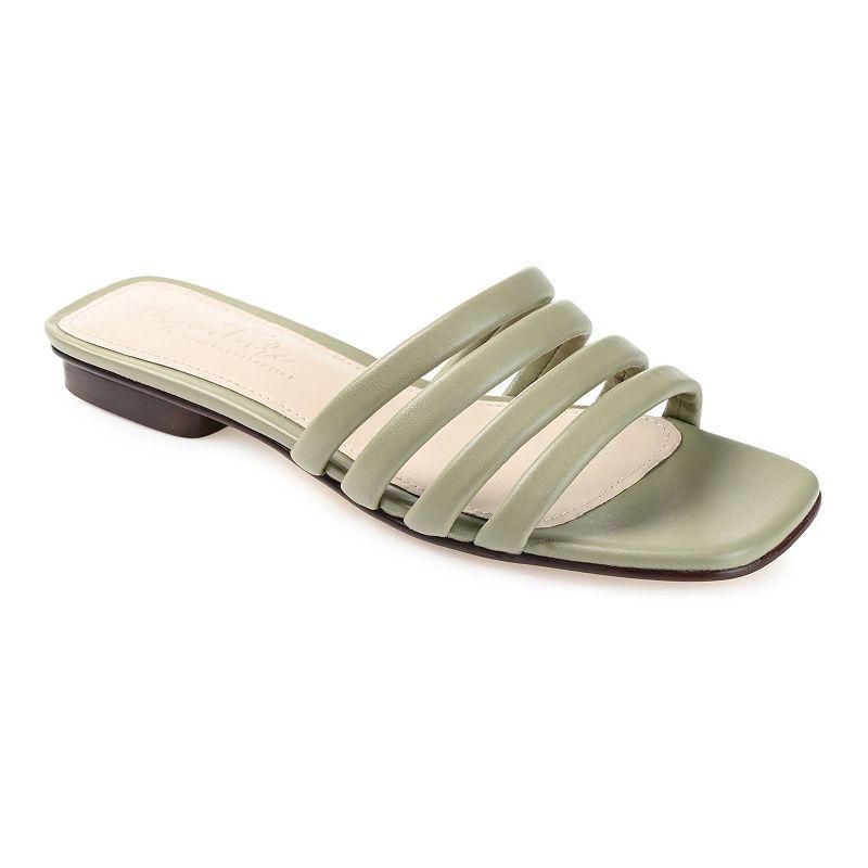 Journee Signature Cendi Womens Leather Slide Sandals Green Product Image