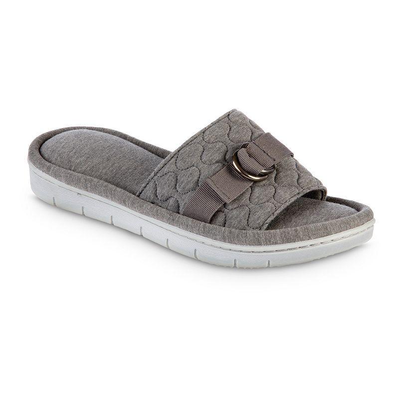 isotoner Comfort Quilted Womens Slide Slippers Dark Grey Heather Product Image