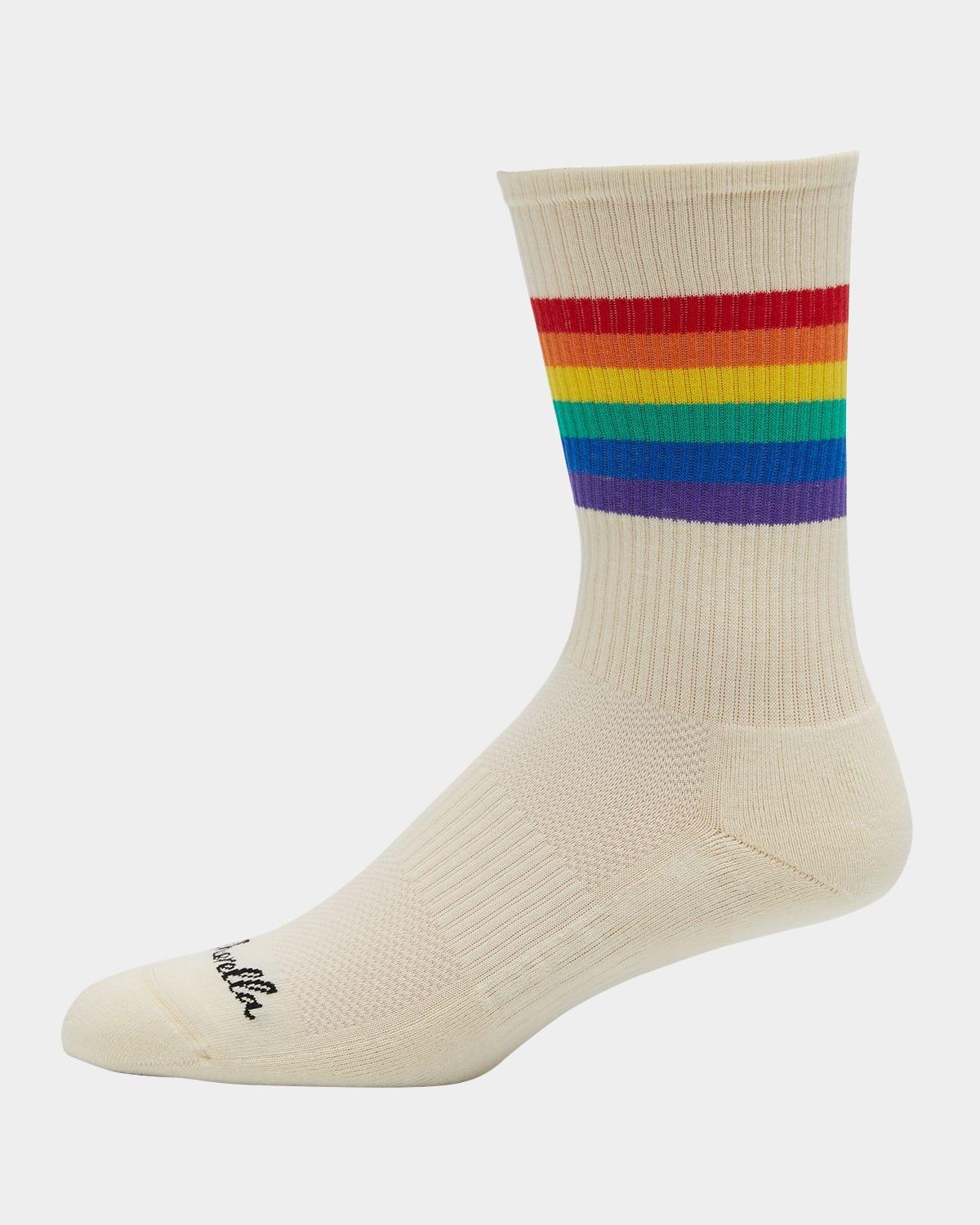 Mens Rainbow Stripe Cushion Sole Athletic Socks Product Image