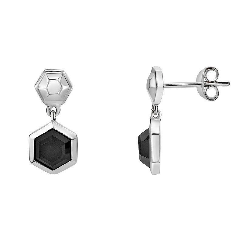 Gemminded Sterling Silver Black Onyx Geometric Earrings, Womens Product Image