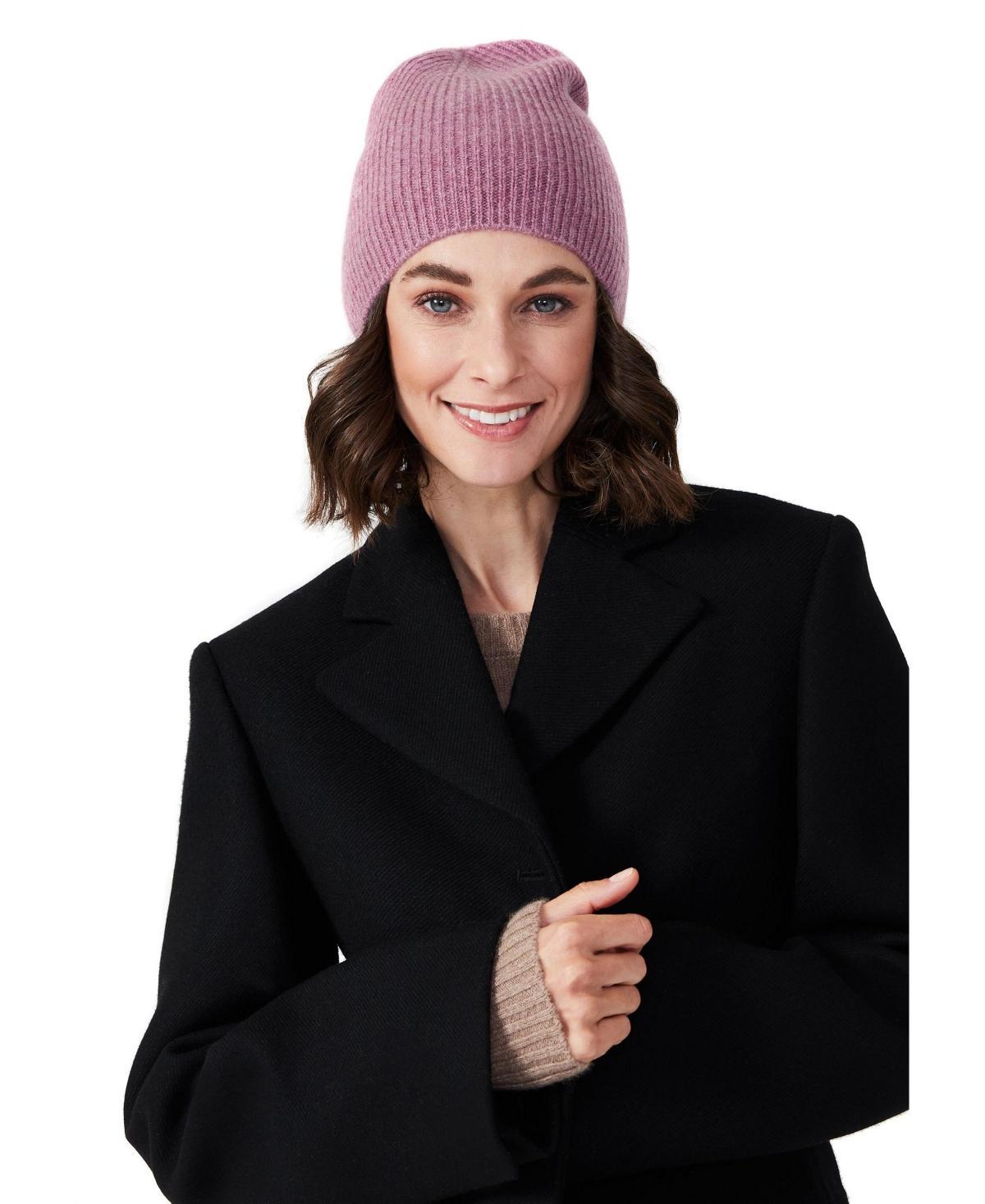 Style Republic Womens 100% Pure Cashmere Fully Ribbed Beanie Product Image