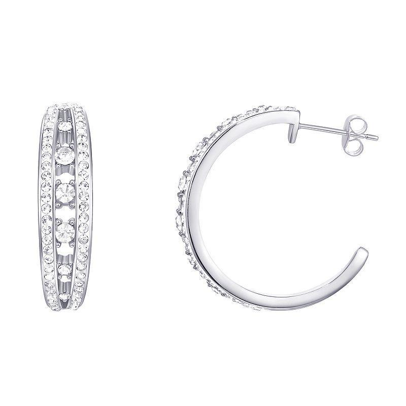 Chrystina Crystal Split Hoop Earrings, Womens, White Product Image