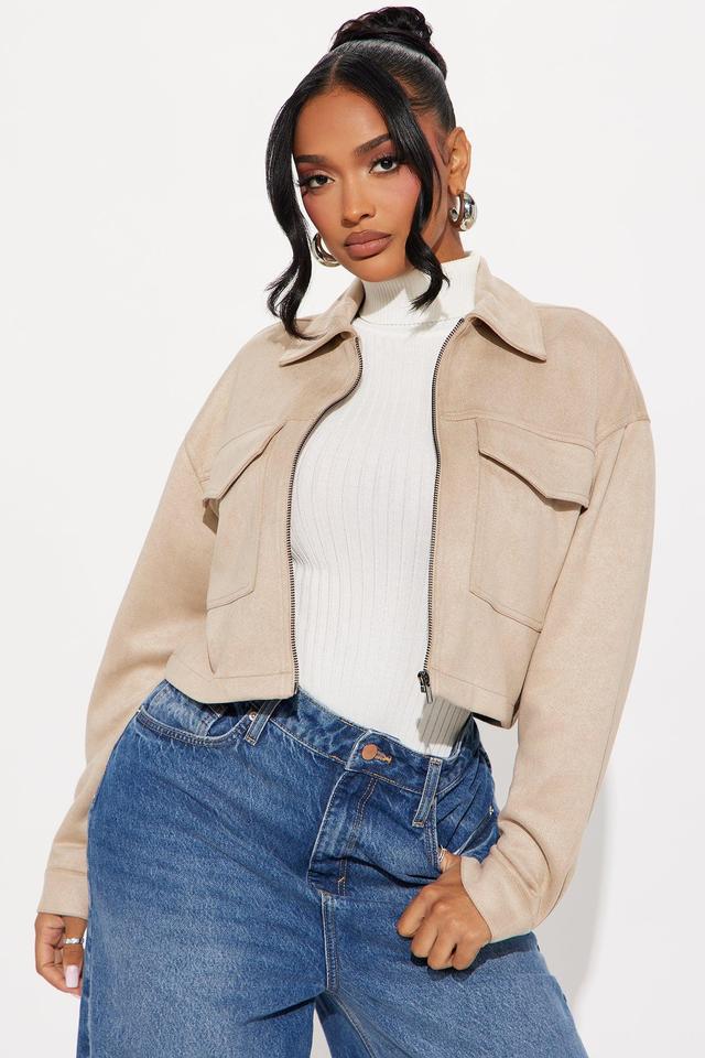 Marissa Faux Suede Jacket - Stone Product Image