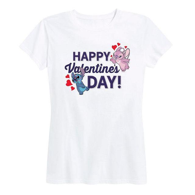 Disneys Lilo & Stitch Womens Valentines Day Graphic Tee Grey Gray Product Image