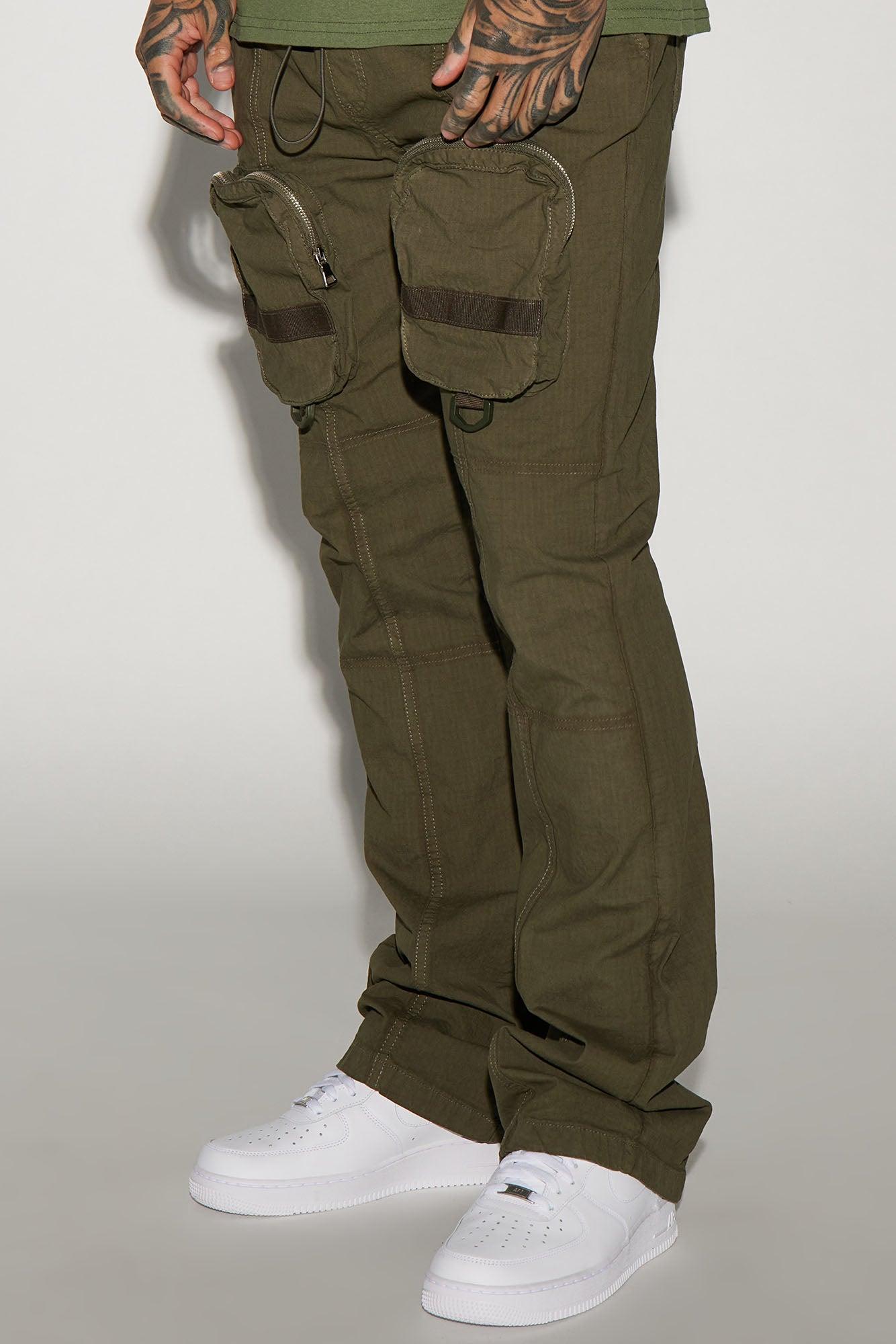 Do It Anyway Stacked Slim Flare Pants - Olive Product Image