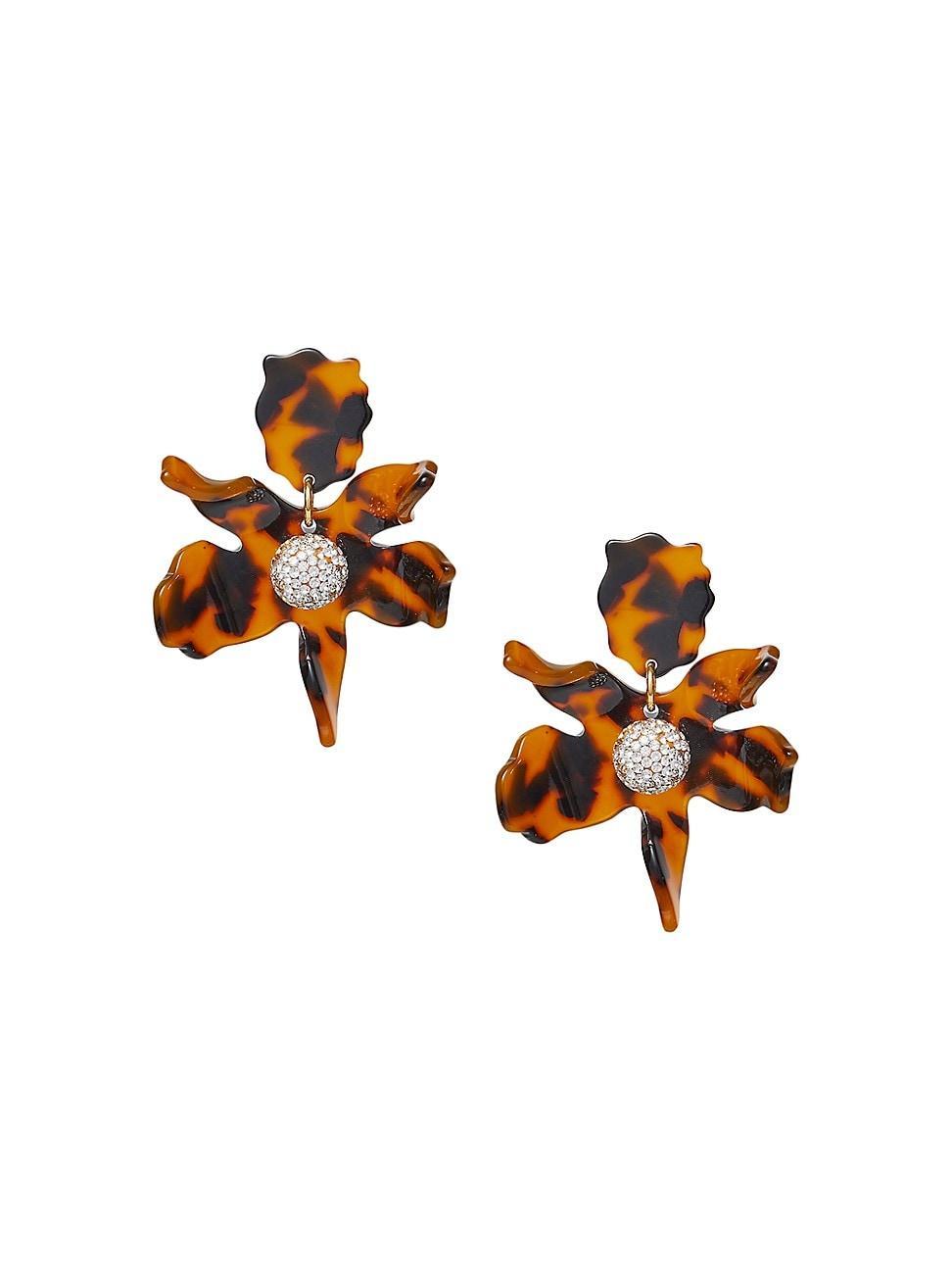 Womens Small Crystal Lily Drop Earrings Product Image