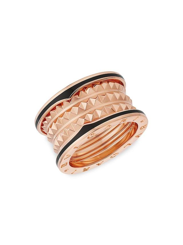 Womens B. zero1 Rock 18K Rose Gold & Black Ceramic 4-Band Ring Product Image