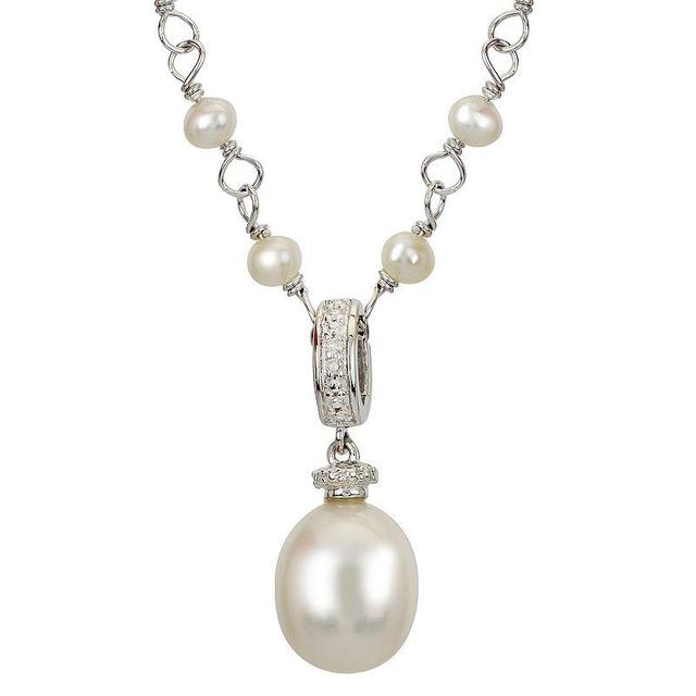 Womens PearLustre by Imperial Sterling Silver Cultured Pearl & Diamond Accent Drop Pendant Necklace, Womens Product Image