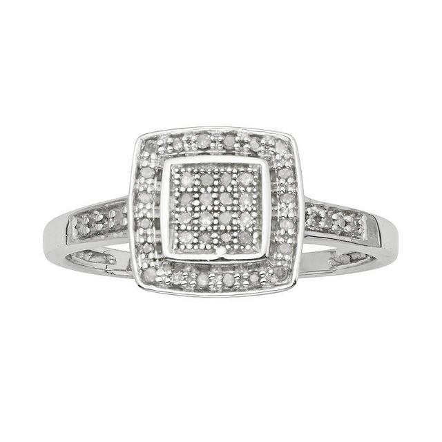 Jewelexcess Sterling Silver 1/7-ct. Diamond Halo Ring, Womens White Product Image