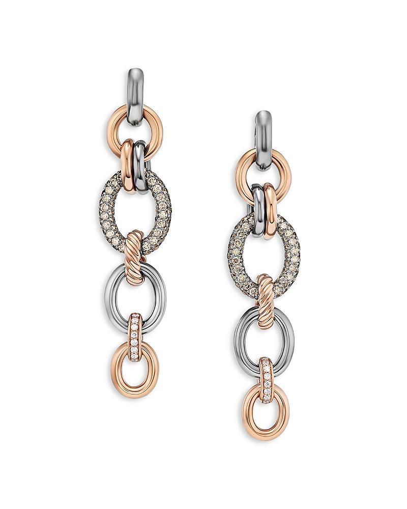 Womens DY Mercer Linked Melange Drop Earrings in Sterling Silver with 18K Rose Gold Product Image