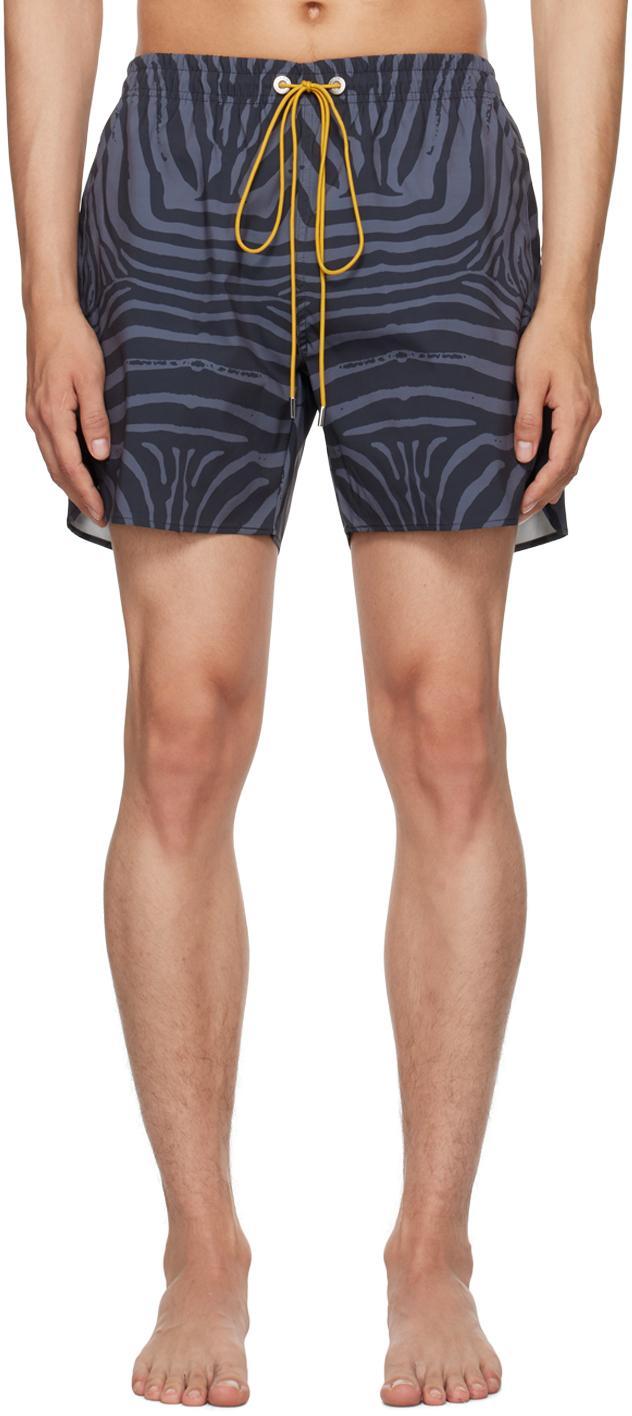 Black & Gray Zebra Swim Shorts Product Image