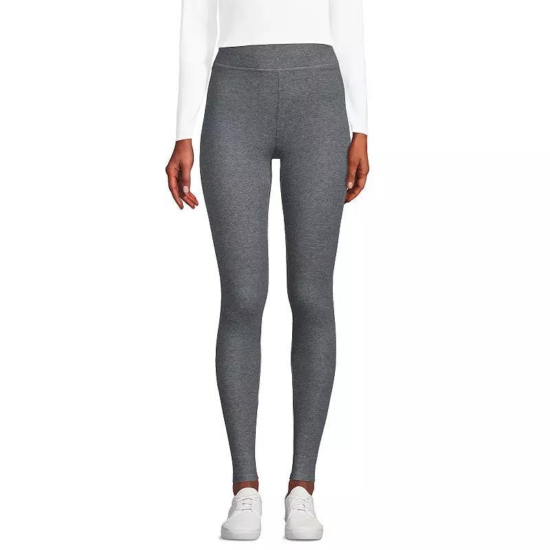 Petite Lands End Serious Sweats Fleece-Lined Leggings, Womens Grey Heather product image