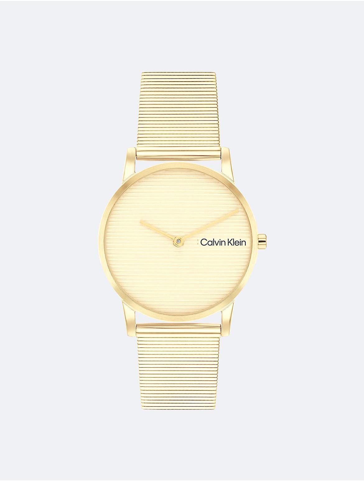 Calvin Klein Womens Ck Feel Gold-Tone Stainless Steel Mesh Watch 30mm - Gold Product Image