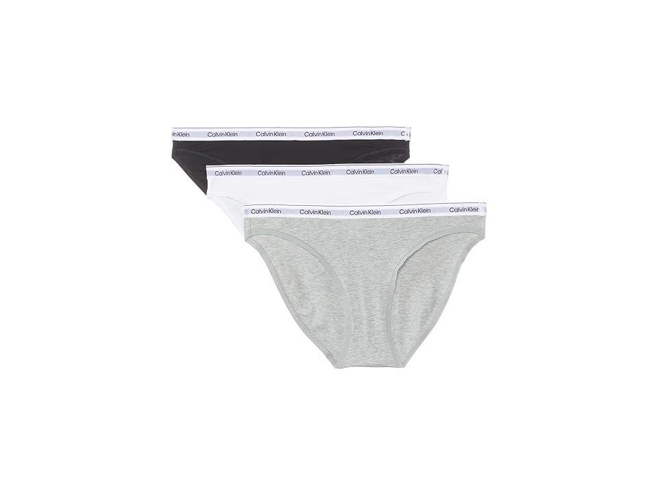 Calvin Klein Underwear Modern Logo Bikini 3-Pack White/Grey Heather) Women's Underwear Product Image