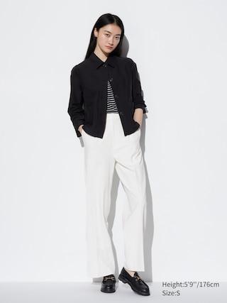 Womens Pleated Wide Pants Tall White Large UNIQLO US product image