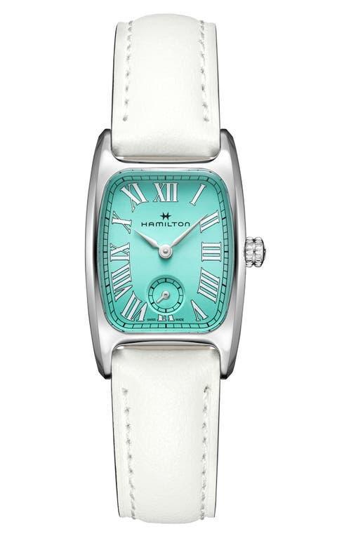 Hamilton Womens Swiss American Classic Small Second White Leather Strap Watch 24x27mm Product Image