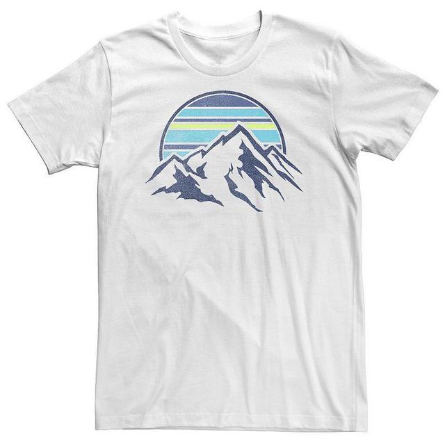 Big & Tall Trendy Blue Mountain Range Striped Sun Tee, Mens White Product Image