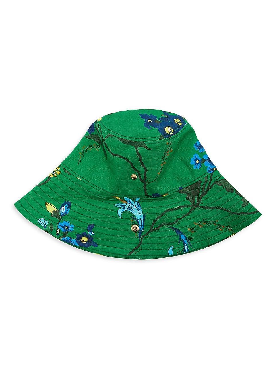 Womens Floral Cotton-Linen Bucket Hat Product Image