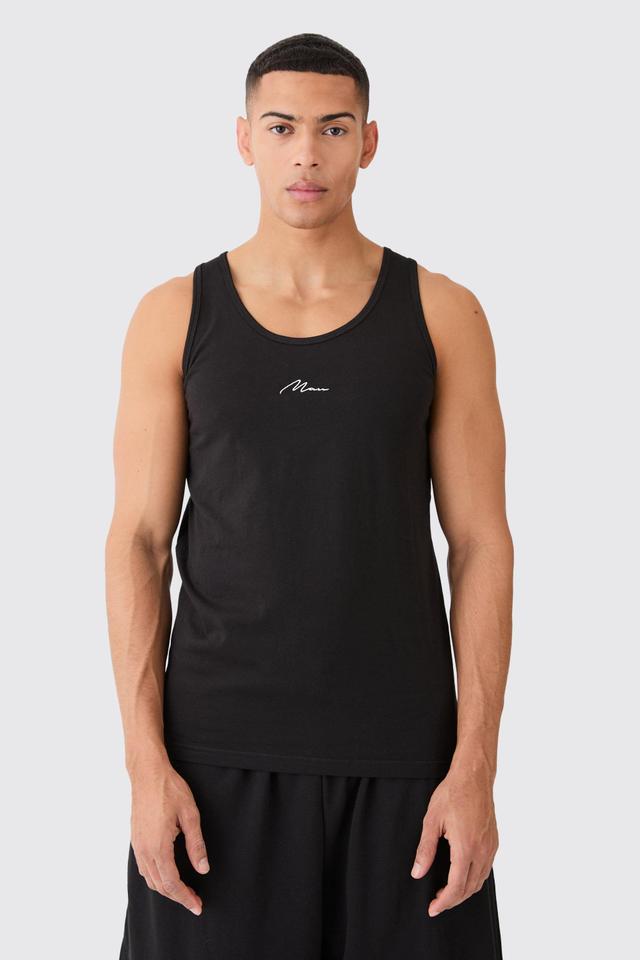 Mens Black Man Signature Basic Vest, Black Product Image