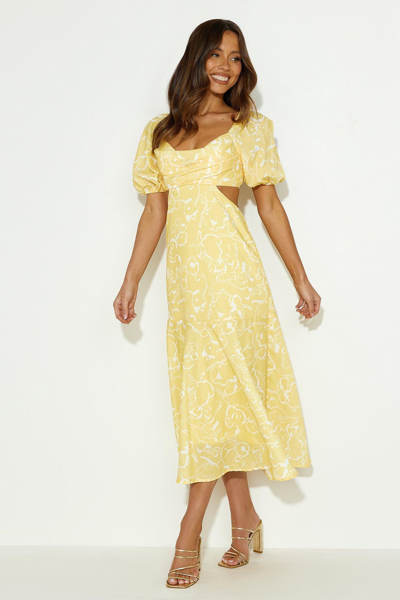 Bright Personality Midi Dress Yellow Product Image