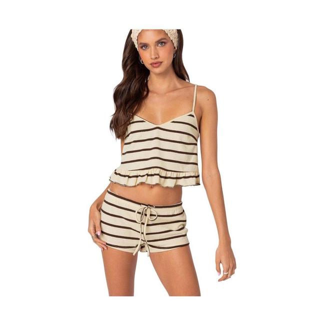 Edikted Womens Kathy Striped Ruffle Hem Tank Top Product Image