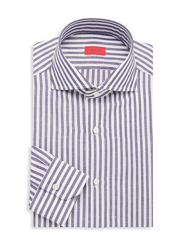 Mens Striped Cotton & Linen-Blend Shirt Product Image