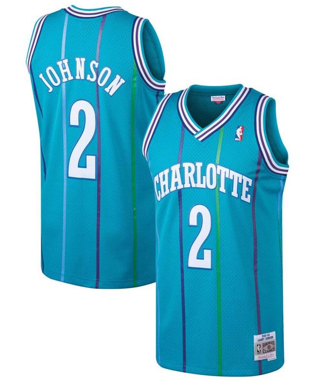 Mitchell & Ness Mens Larry Johnson Charlotte Hornets Hardwood Classic Swingman Jersey - Purple Product Image