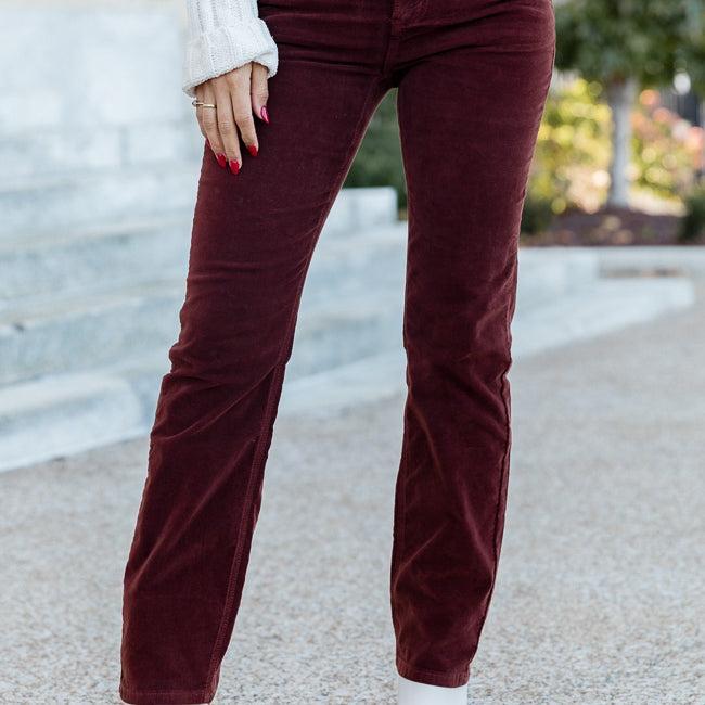 On The Run Brown Velvet Jeans FINAL SALE Product Image