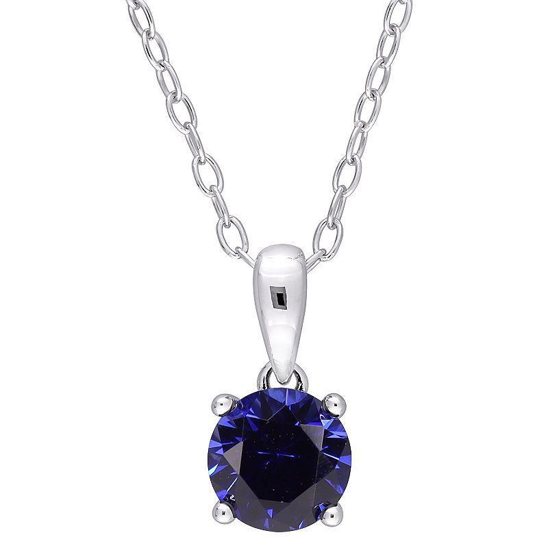 Stella Grace Sterling Silver & Gemstone Stud Pendant Necklace, Womens Blue Product Image