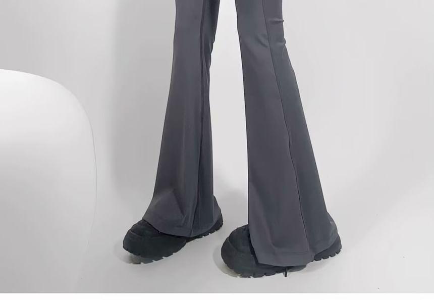 High Waist Plain Flared Pants Product Image