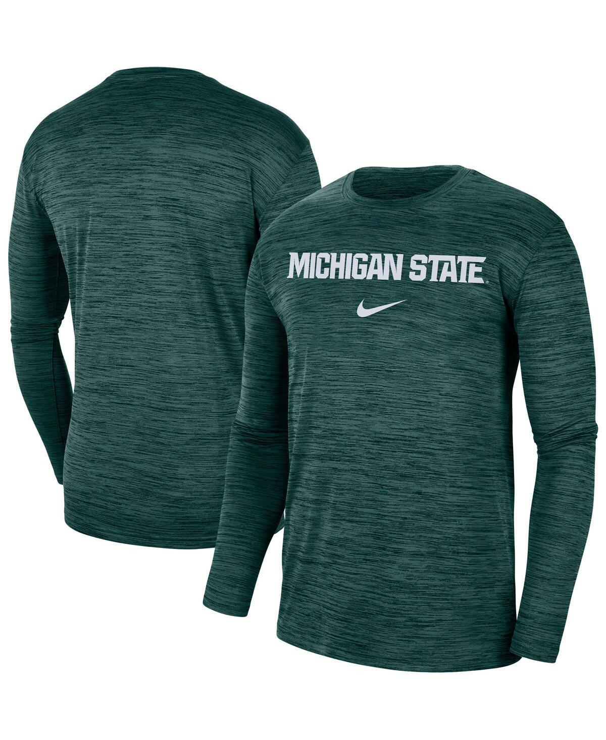 Mens Nike Green Michigan State Spartans Team Velocity Performance Long Sleeve T-Shirt Product Image