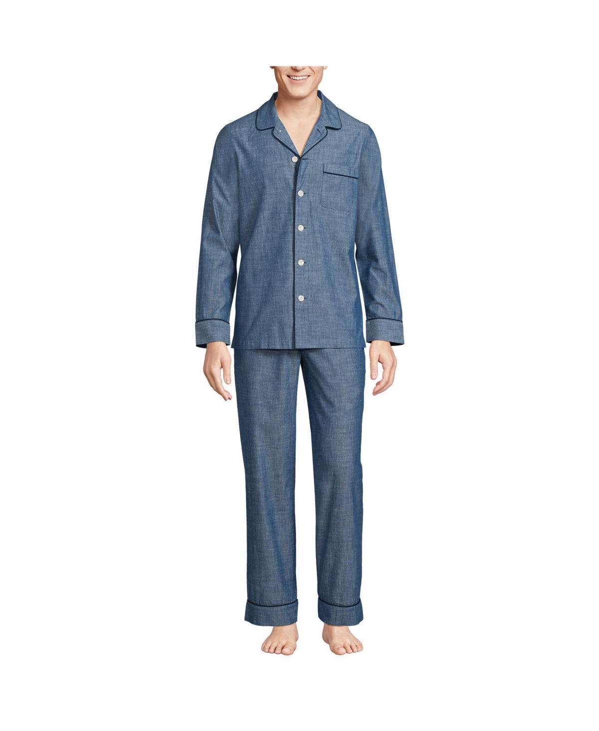 Mens Lands End Essential Long Sleeve Top & Pants Pajama Set Product Image