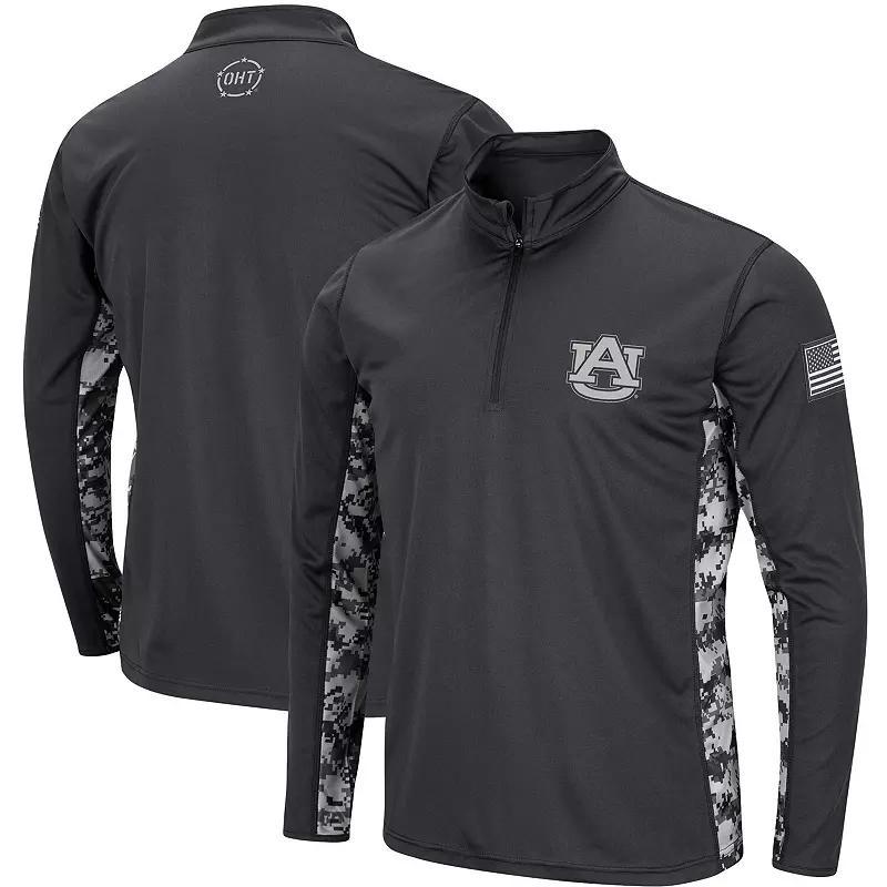 Mens Colosseum Charcoal Auburn Tigers OHT Military Appreciation Digi Camo Quarter-Zip Jacket AUB CHARCO Product Image