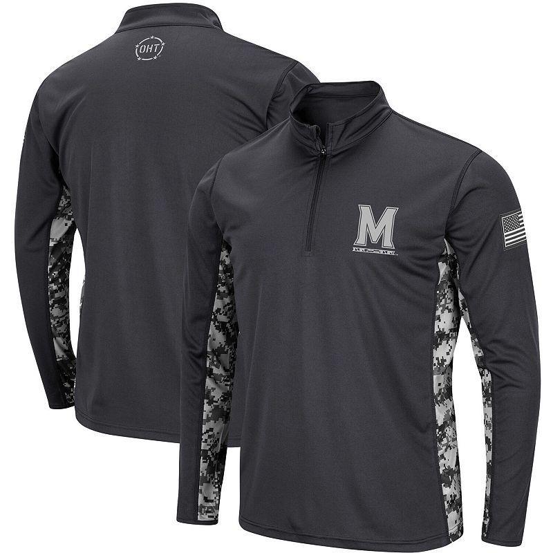 Mens Colosseum Charcoal Maryland Terrapins OHT Military Appreciation Digi Camo Quarter-Zip Jacket MAR CHARCO Product Image