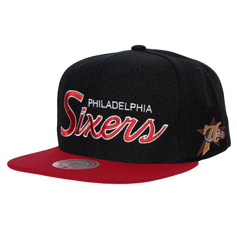 Mens Mitchell & Ness Philadelphia 76ers Hardwood Classics MVP Team Script 2.0 Snapback Hat Product Image