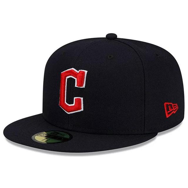 Mens New Era Navy Cleveland Guardians Road Authentic Collection On-Field 59FIFTY Fitted Hat Product Image