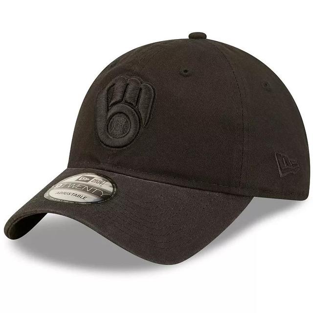 Mens New Era Milwaukee Brewers Black Core Classic 2.0 9TWENTY Adjustable Hat Product Image