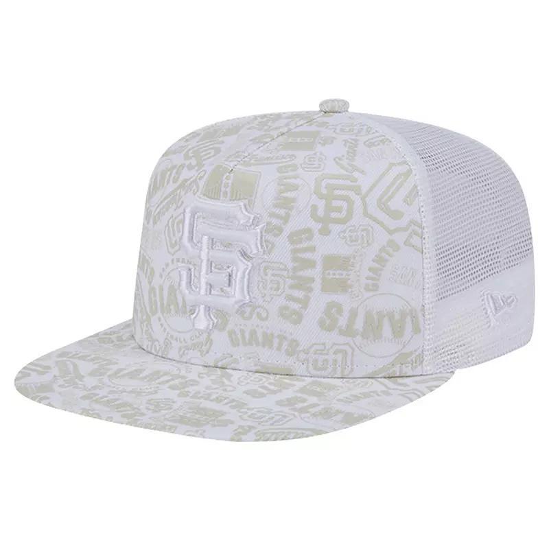 New Era Mens White San Francisco Giants Logo Dunes A-Frame Trucker 9FIFTY Snapback Hat Product Image