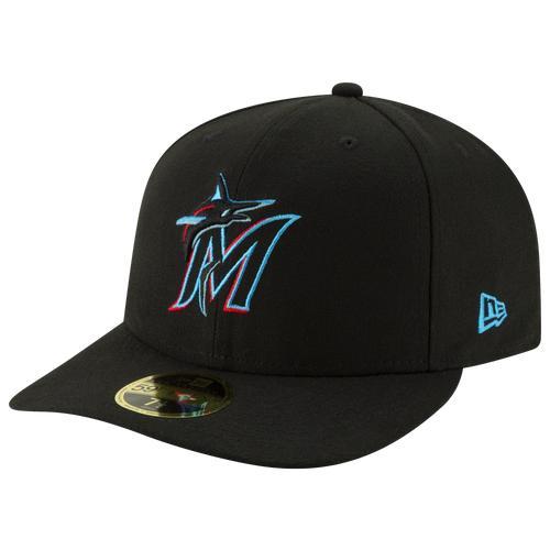 New Era Mens Marlins 59Fifty Authentic Collection Cap - Black/Black Product Image