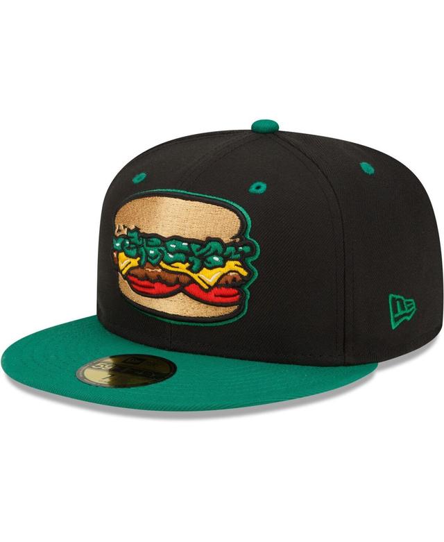 Mens New Era Black Albuquerque Isotopes Green Chile Cheeseburgers Theme Night 59FIFTY Fitted Hat Product Image