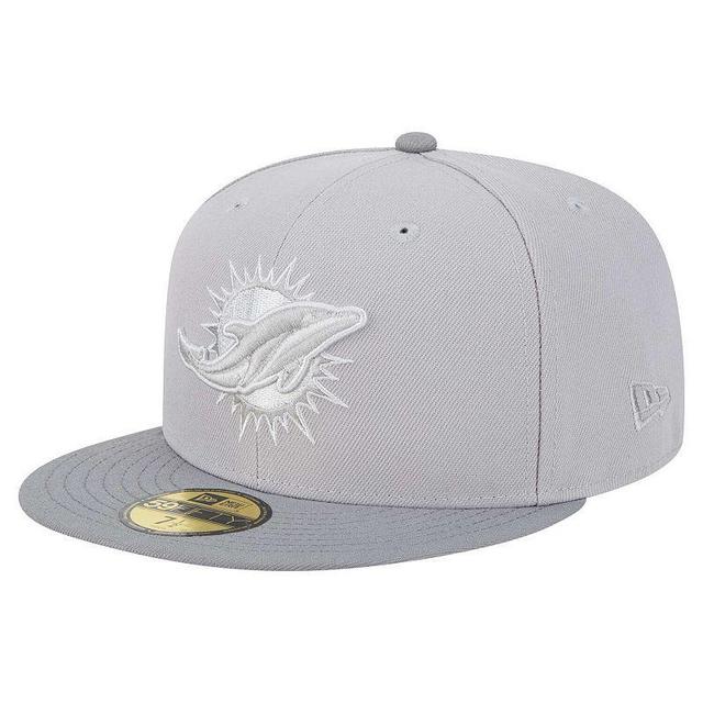 Mens New Era Gray/Graphite Miami Dolphins Iron Cloud 59FIFTY Fitted Hat Product Image