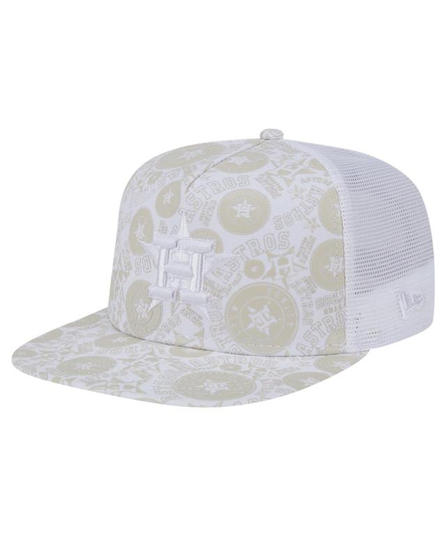 New Era Mens White Houston Astros Logo Dunes A-Frame Trucker 9FIFTY Snapback Hat Product Image