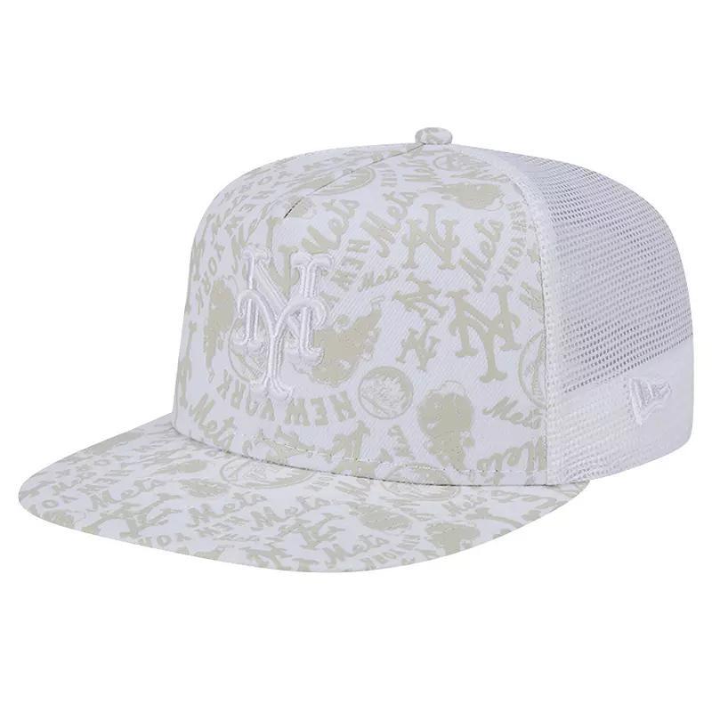 New Era Mens White New York Mets Logo Dunes A-Frame Trucker 9FIFTY Snapback Hat Product Image