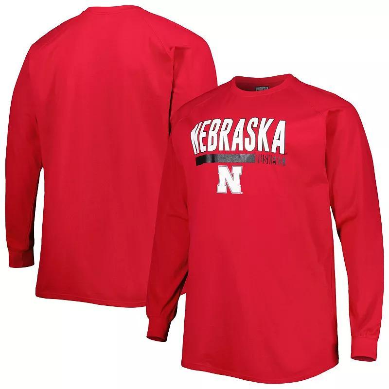 Mens Scarlet Nebraska Huskers Big and Tall Two-Hit Raglan Long Sleeve T-shirt Product Image