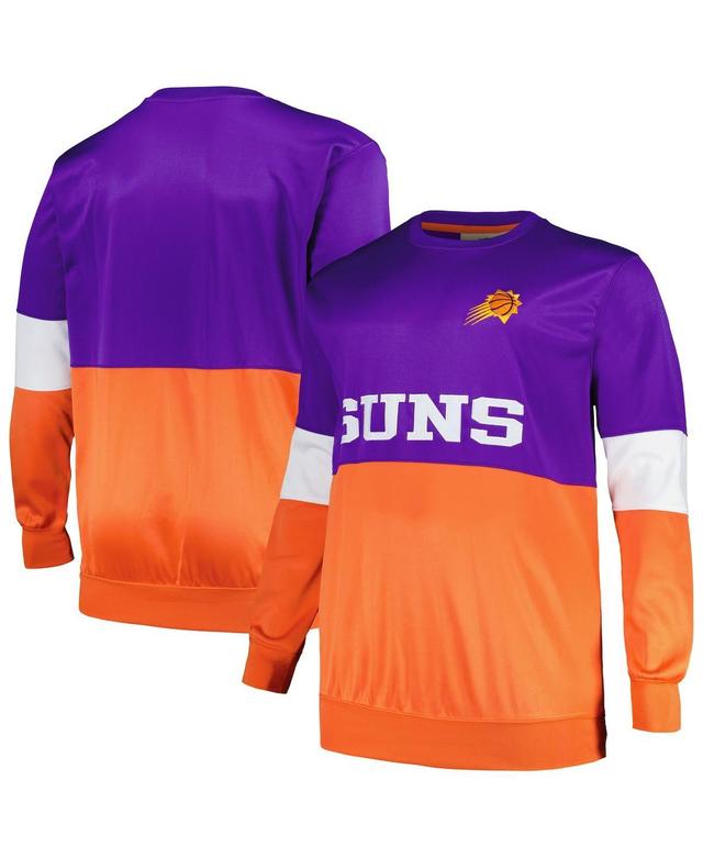 Mens Fanatics Branded Purple/Orange Phoenix Suns Big & Tall Split Pullover Sweatshirt Product Image