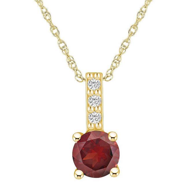 Alyson Layne 14k Gold Round Garnet & Diamond Accent Pendant Necklace, Womens Red Product Image