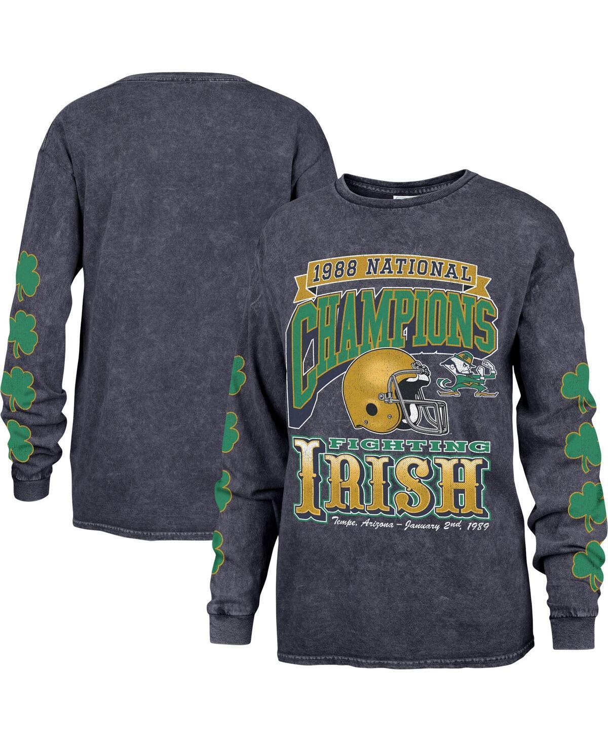 Womens 47 Brand Navy Distressed Notre Dame Fighting Irish Vintage-Like Tubular Boyfriend Long Sleeve T-shirt Product Image