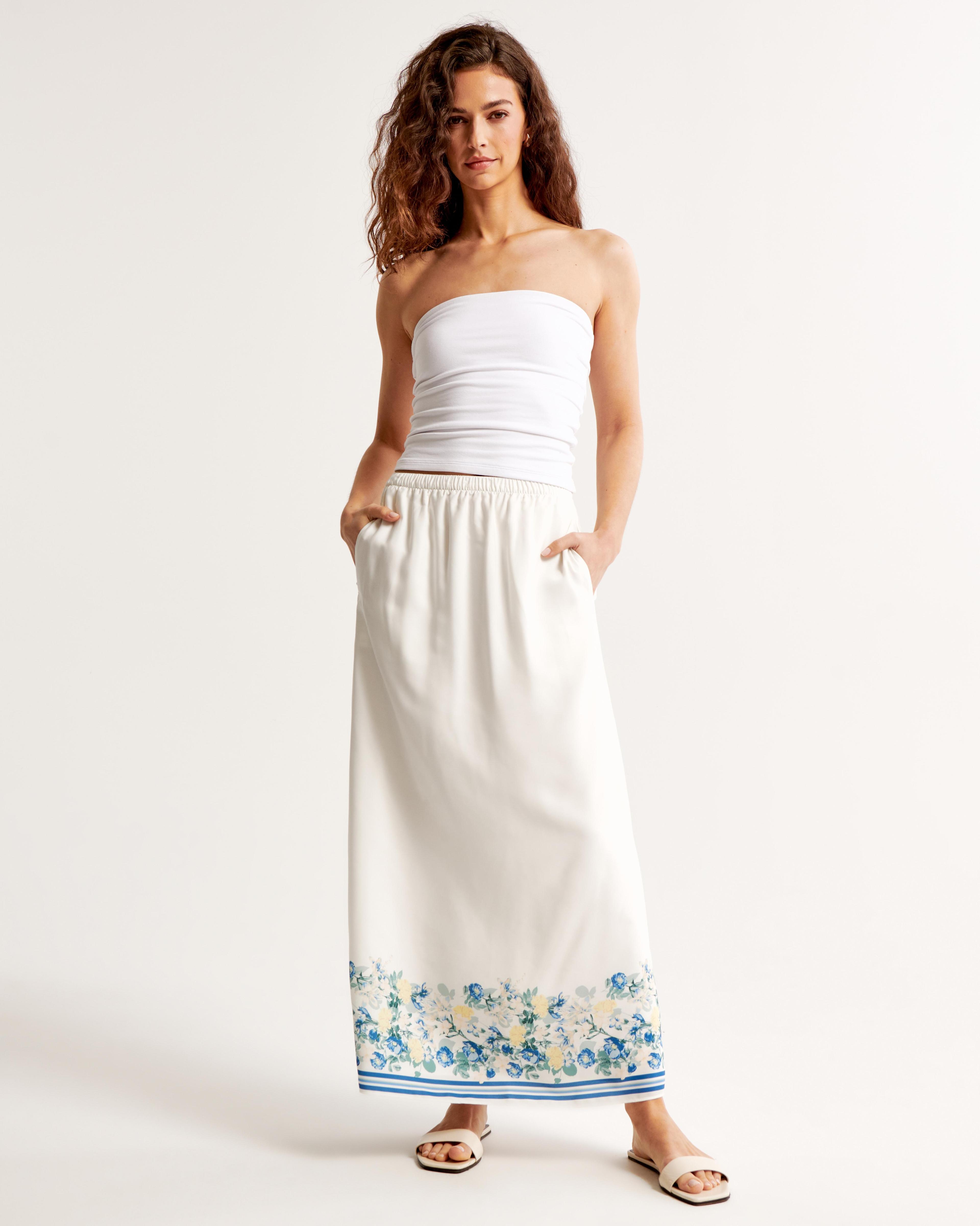 Faux Silk Maxi Skirt Product Image