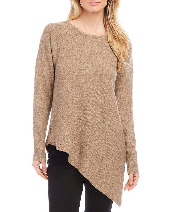 Karen Kane Crew Neckline Long Sleeve Asymmetrical Hemline Top Product Image