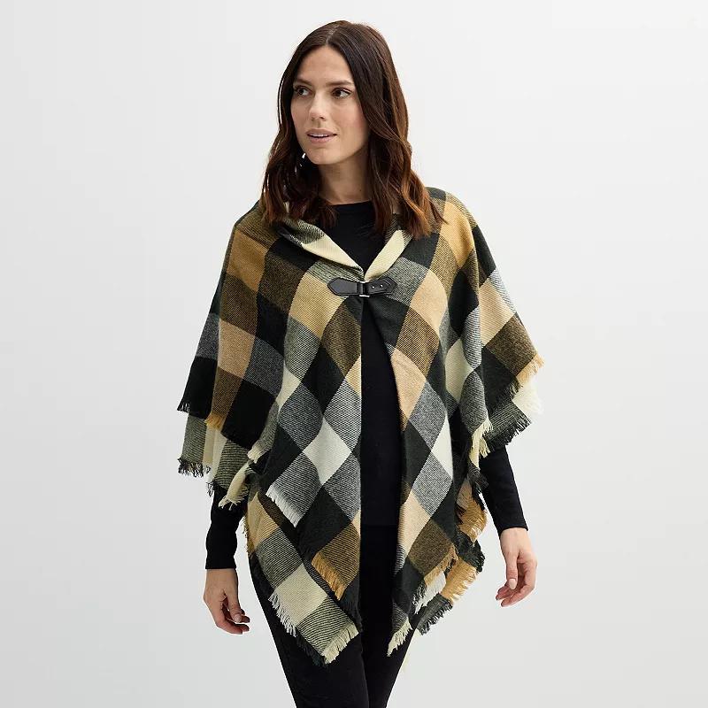 Womens Sonoma Goods For Life Buffalo Plaid Print Toggle Poncho product image